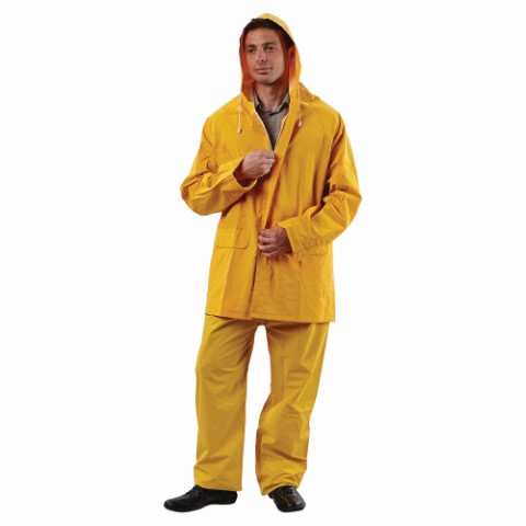 RAIN PANTS YELLOW PVC ELASTIC WAIST & ANKLE. MEDIUM